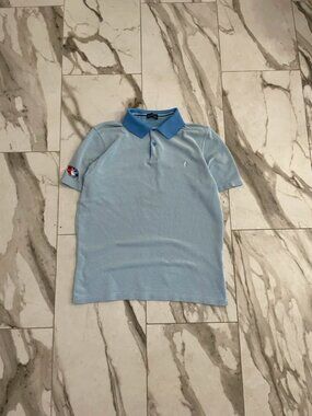 Golfino Short Sleeve Golf Polo Shirt / Light Sky Blue Textured Knit